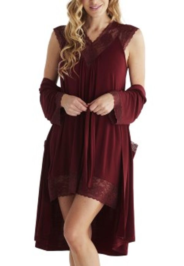 Damella Viscose Plain Sleeveless Nightdress Vinröd viskos XX-Large Dam