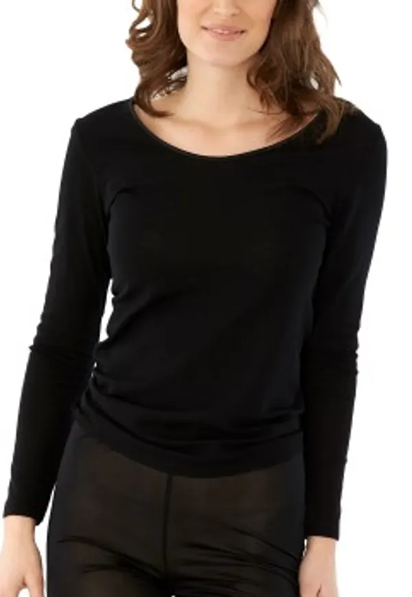 Damella Wool And Silk Long Sleeve Top Svart ull 38 Dam