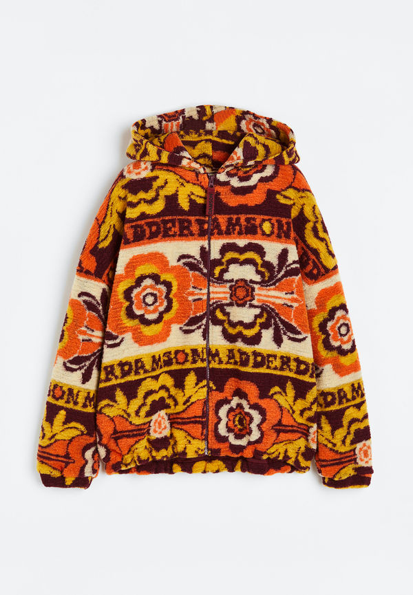 Damson Madder Hilma Stickad Jacka Med Ullhuva Och Dragkedja Fram Bränd Orange, Jackor i storlek 34