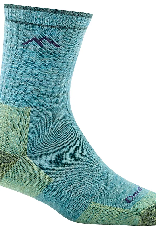 Darn Tough Women's Hiker Micro Crew Midweight Hiking Sock Cushion Aqua Heather