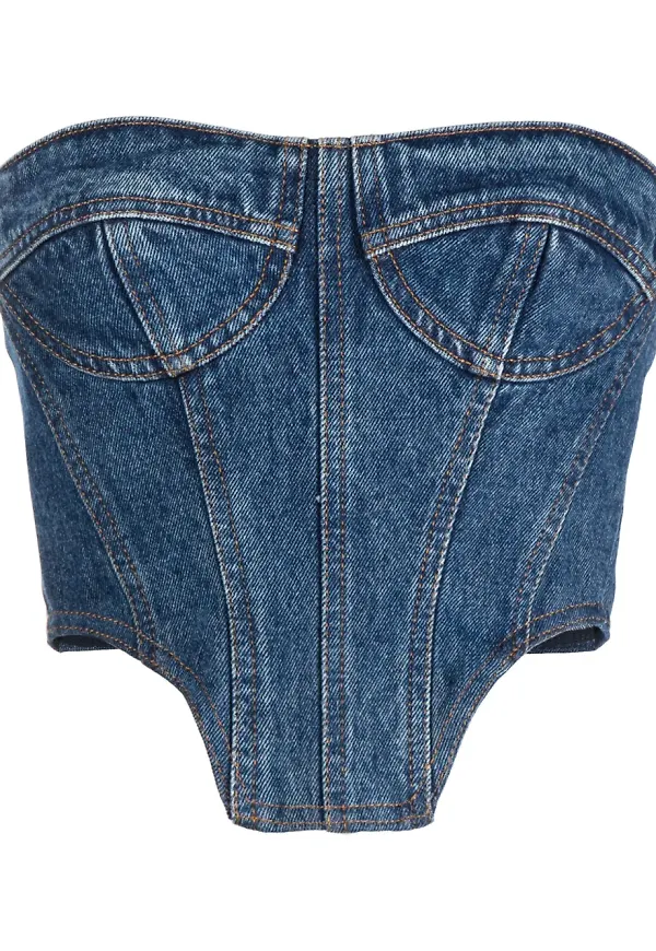 David Koma croptop i denim - Blå