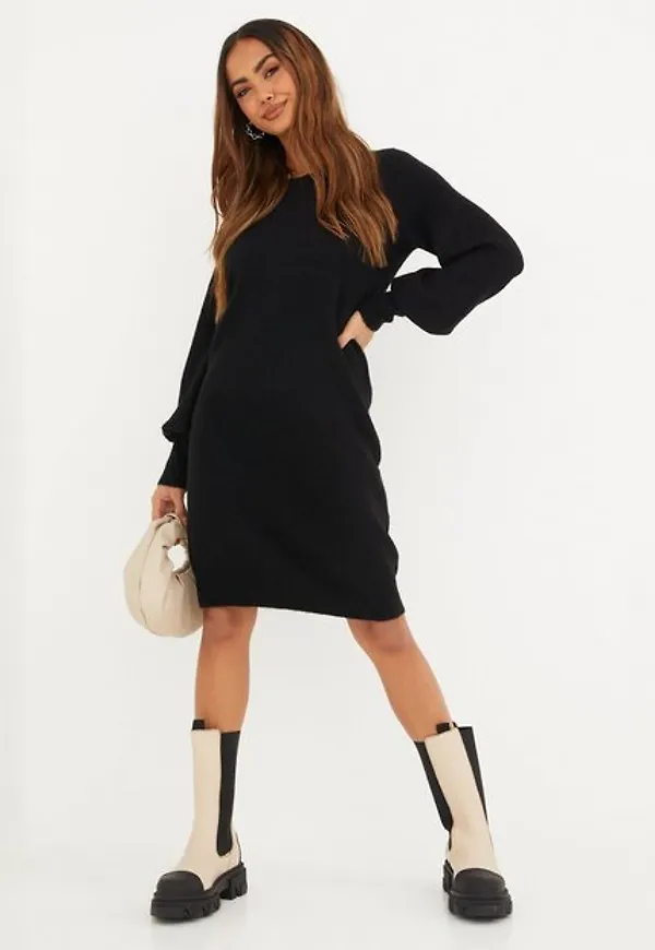 Vero Moda Vmsimone Ls O-Neck Dress Ga Noos Långärmade klänningar Black
