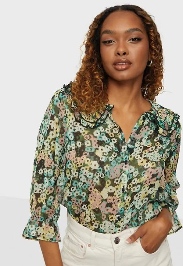 Jacqueline de Yong Jdyisabell 3/4 Plisse Collar Shirt Vardagsblusar