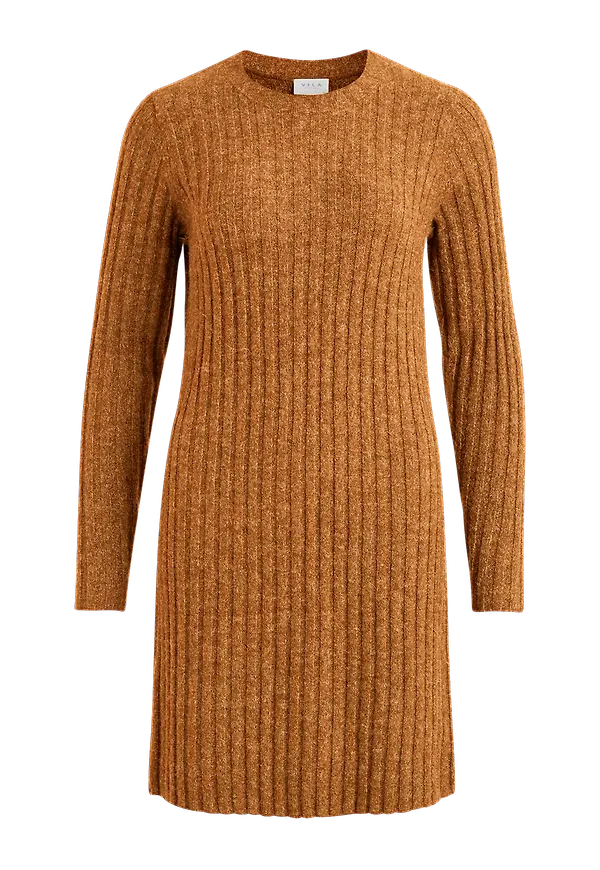 Vila - Klänning viNikki Knit O-neck L/S Dress - Brun