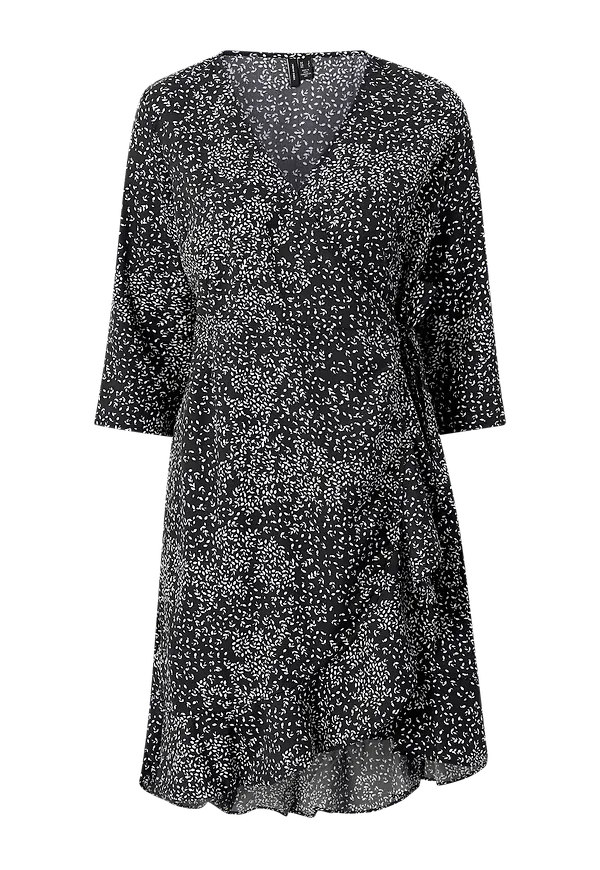 Vero Moda - Omlottklänning vmHenna 3/4 Wrap Dress - Svart