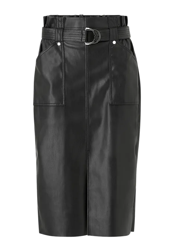 Only - Kjol onlAlba Faux Leather Long Skirt - Svart