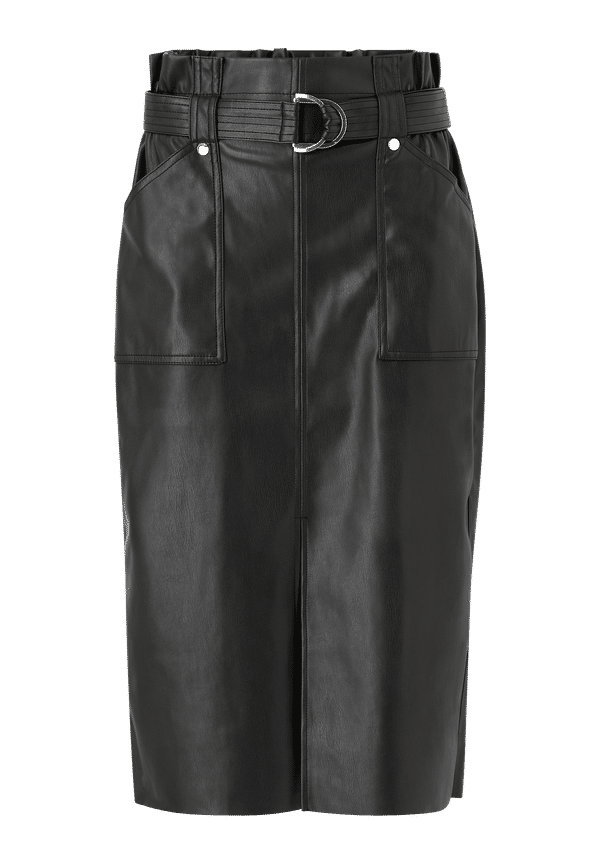 Only - Kjol onlAlba Faux Leather Long Skirt - Svart