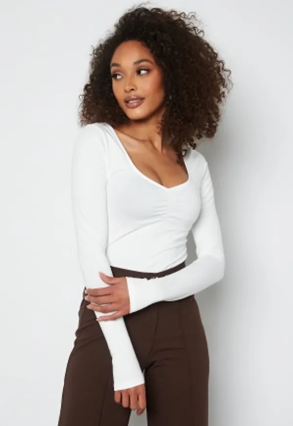 BUBBLEROOM Isolde deep v-neck top Offwhite S
