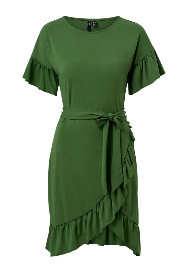 Vero Moda - Klänning vmPoppy S/S Tie Short Dress - Grön