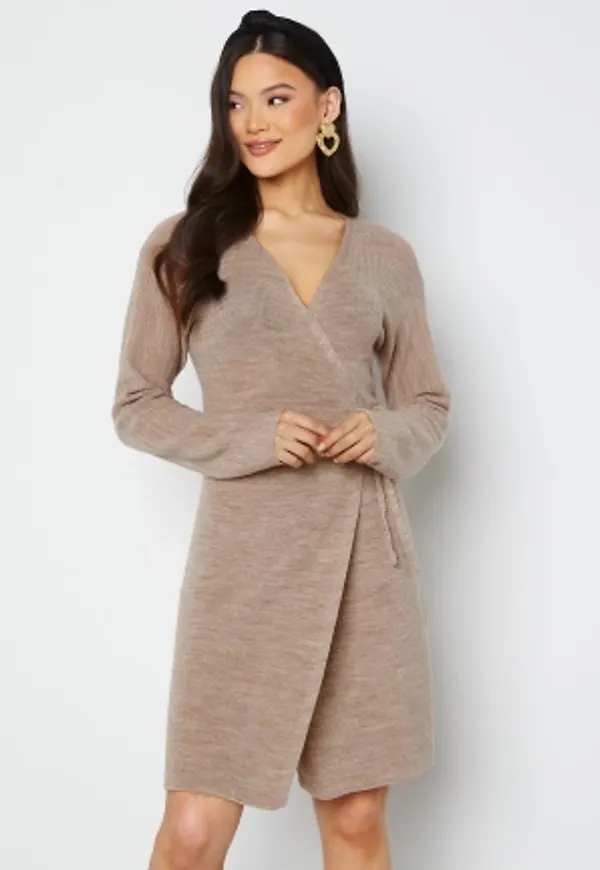 Y.A.S Beth LS Knit Wrap Dress Crystal Gray M