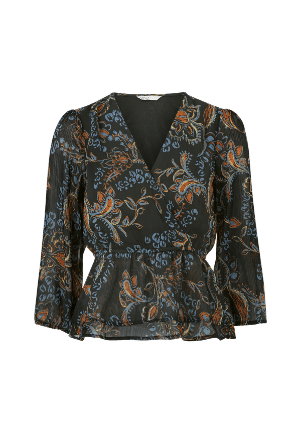 Only - Omlottblus onlNana 3/4 Top - Svart