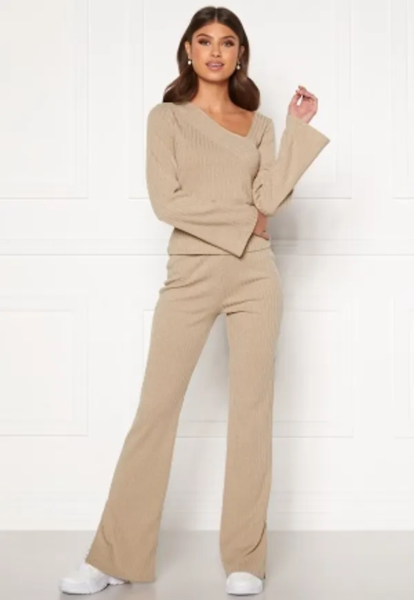BUBBLEROOM Lesley rib trousers Beige XL