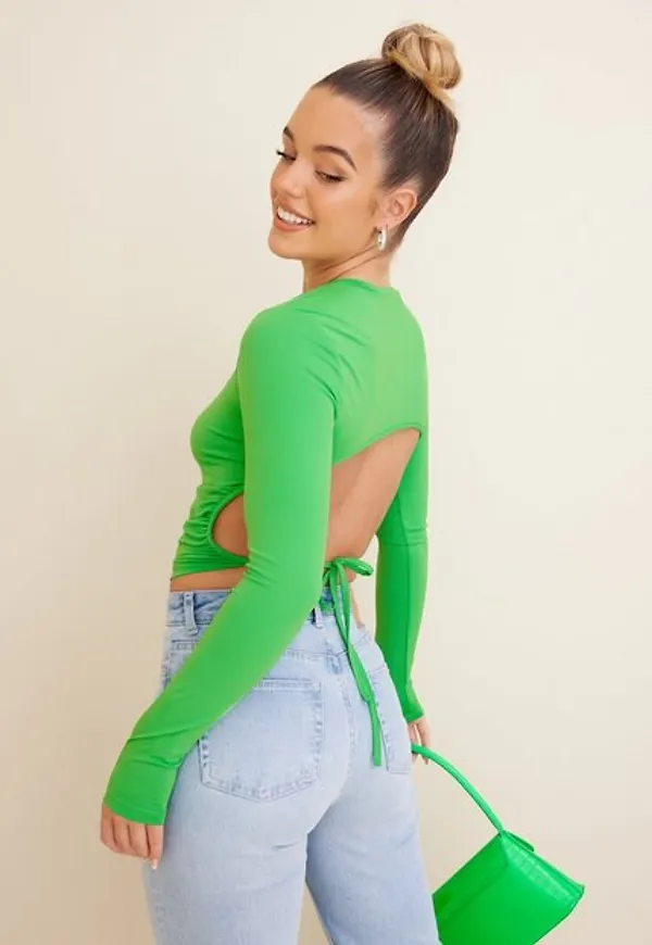 NLY Trend Effortless Back Top Långärmade toppar Grön