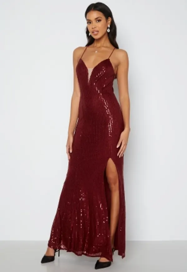 Bubbleroom Occasion Wynter Sequin Gown Wine-red 42