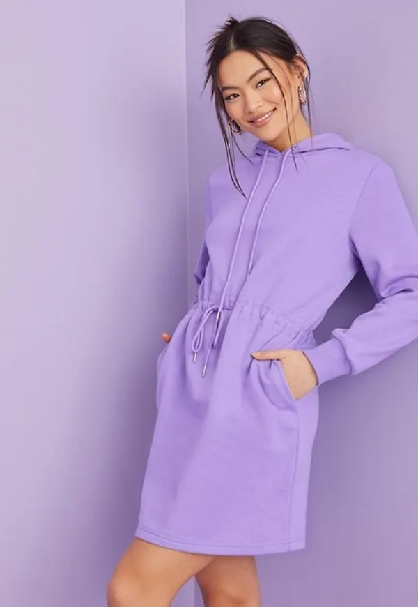 Only Onlevery L/S Hoodie Dress Pnt Långärmade klänningar Chalk Violet
