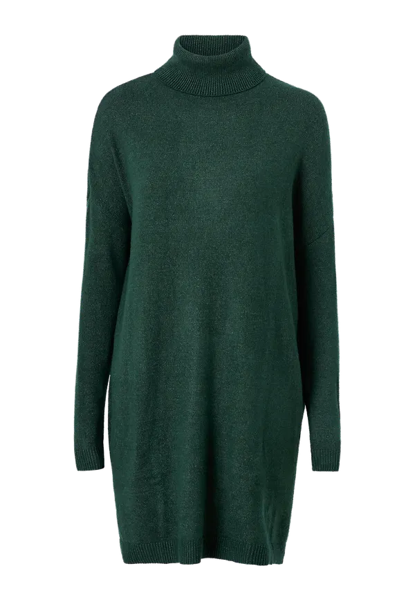 Vila - Stickad klänning/tunika viRil Rollneck L/S Knit Tunic - Grön
