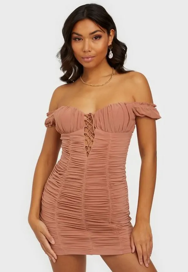 Love Triangle Garden Gate Mesh Mini Dress Fodralklänningar Rose