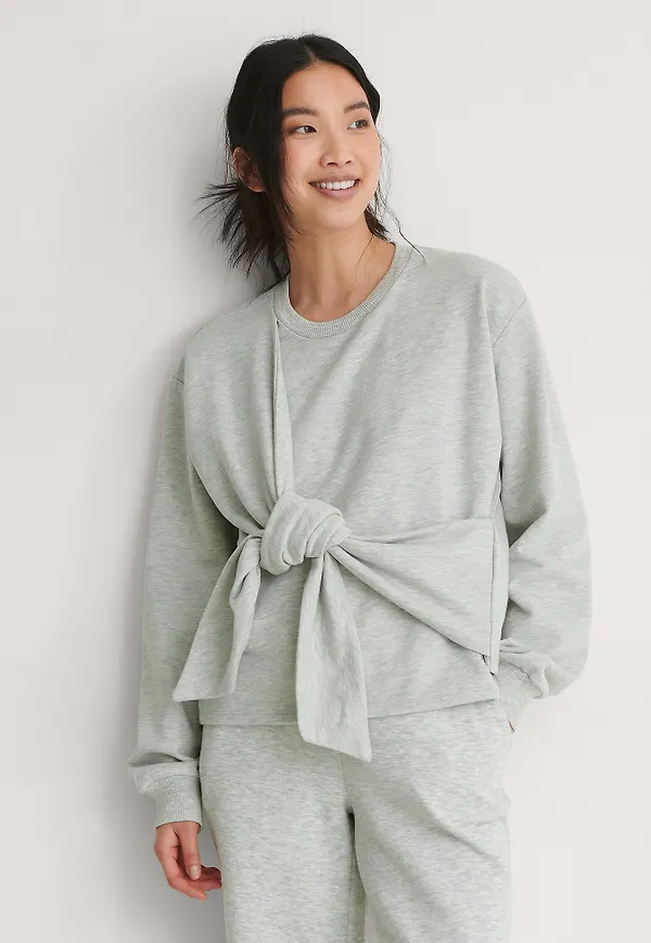 NA-KD Trend Sweatshirt Med Knytdetalj - Grey