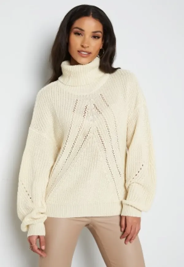 JDY Cory Justy L/S Rollneck Pullover Knit Eggnog XS
