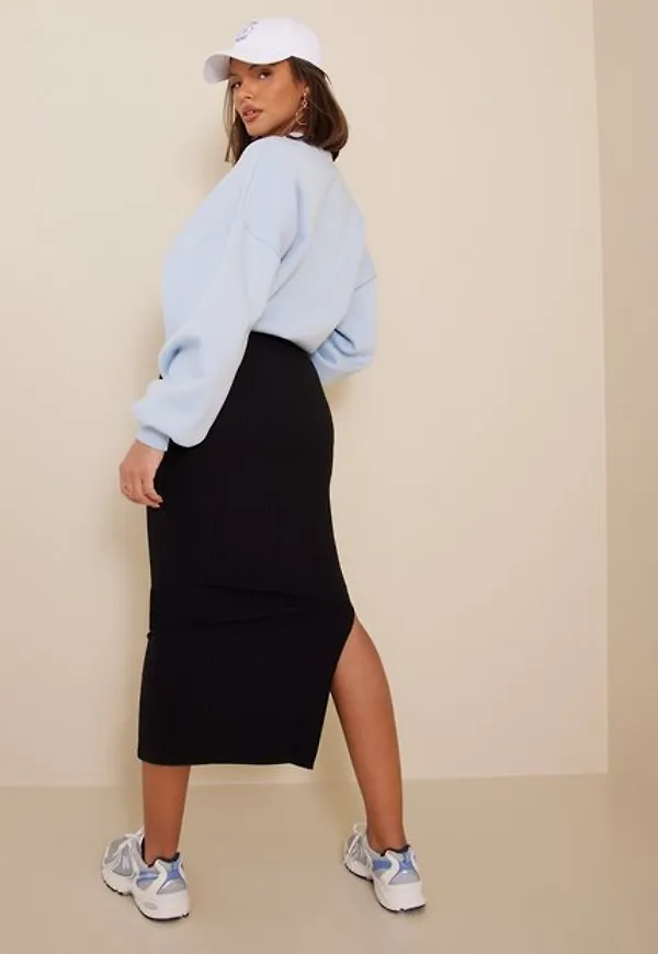 Only Onlkaya Slit Skirt Jrs Midikjolar Black