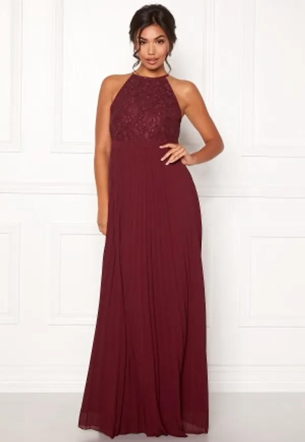 Moments New York Casia Pleated Gown Wine-red 40