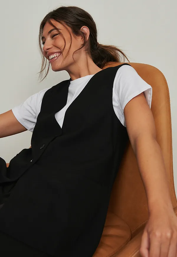 NA-KD Classic Återvunnen oversize väst - Black