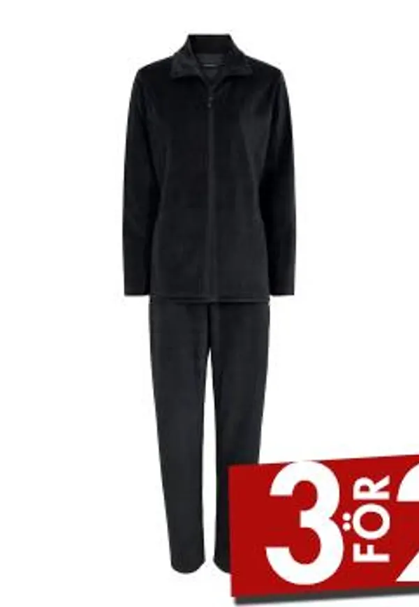 Decoy Velour Homewear Set Svart Medium Dam