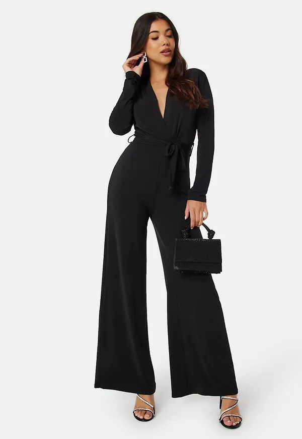 Deep V Wide Leg Jumpsuit