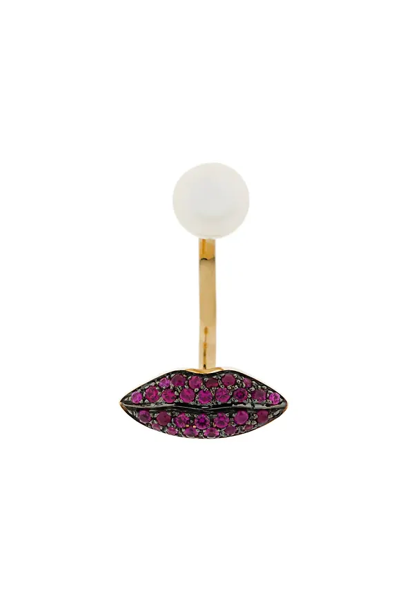 Delfina Delettrez 18kt yellow gold Lips Piercing Earring - Vit