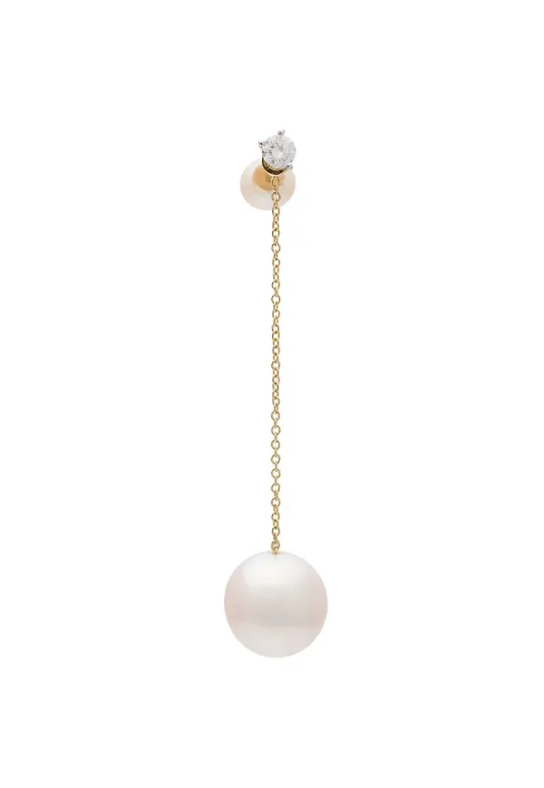 Delfina Delettrez pärlörhänge med diamantnitar - Metallic