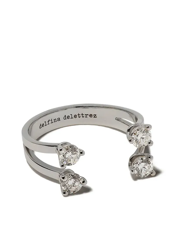 Delfina Delettrez prickig diamantring - Silverfärgad