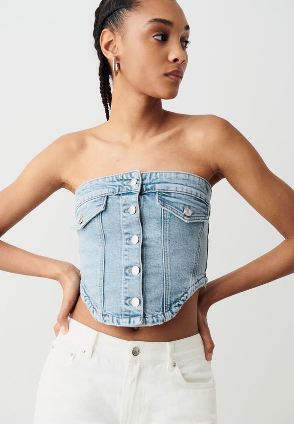 Denim button corset