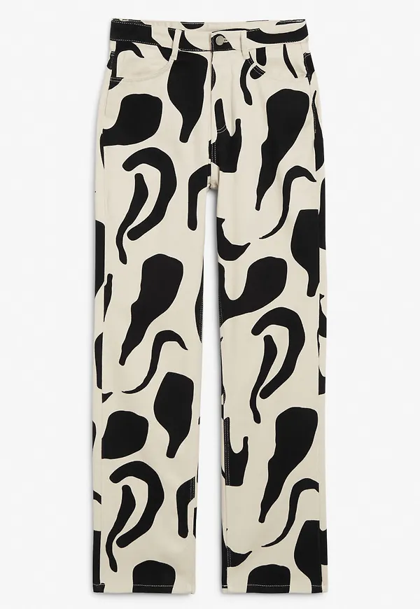 Denim style trousers - Beige