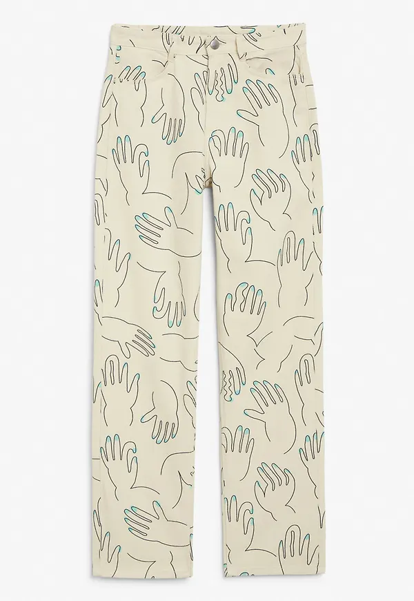 Denim style trousers - Beige