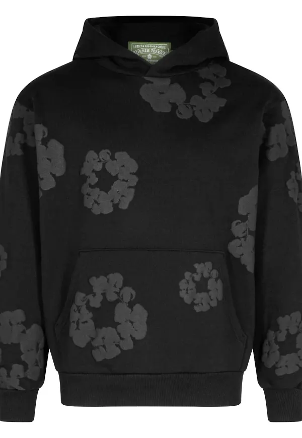 Denim Tears hoodie med tryck - Svart