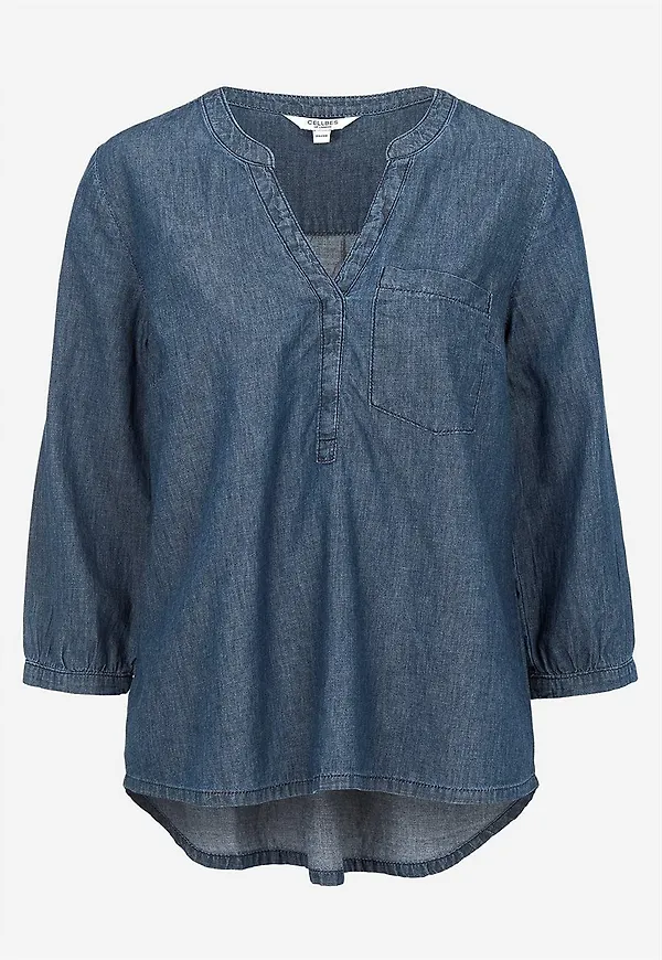 Denimblus med bröstficka