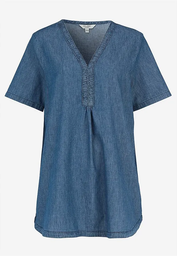 Denimtunika med dekorativ v-ringning