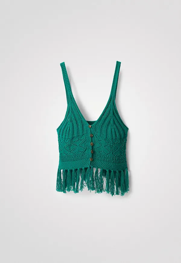 Desigual - Topp TS_Crochet - Grön