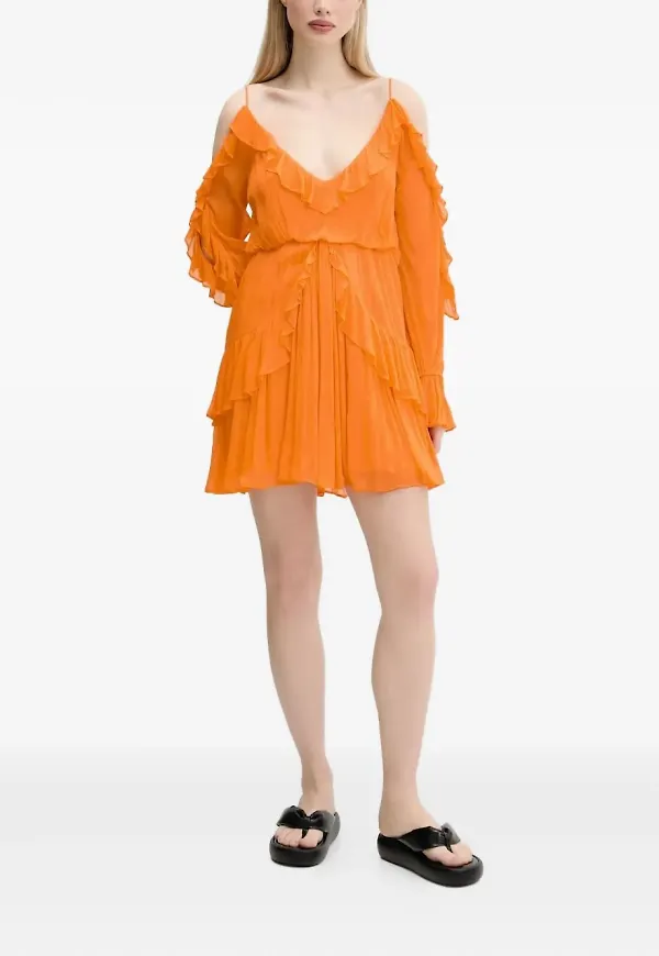 Desigual baraxlad miniklänning med volang - Orange