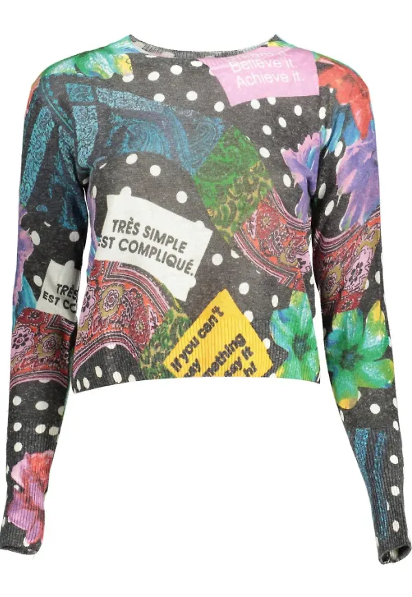 Desigual Black Linen Sweater Svart, Dam