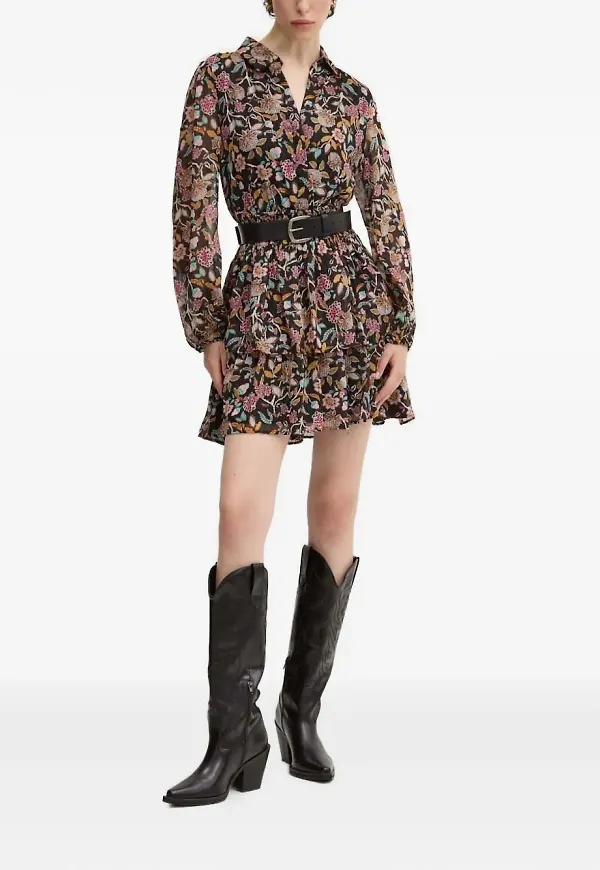 Desigual blommig miniklänning - Brun