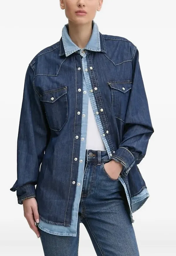 Desigual jeansskjorta i westernstil - Blå