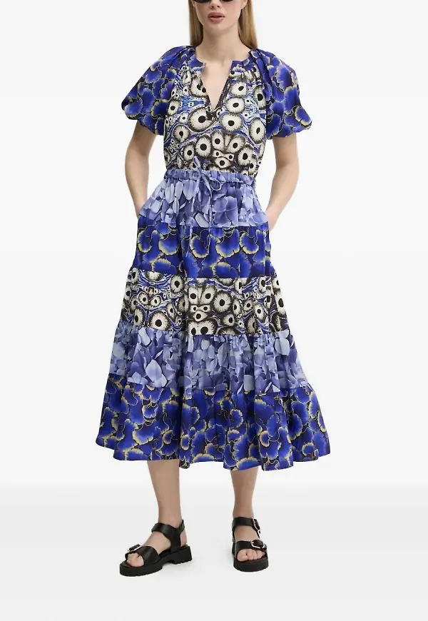 Desigual klänning med puffärm - Blå