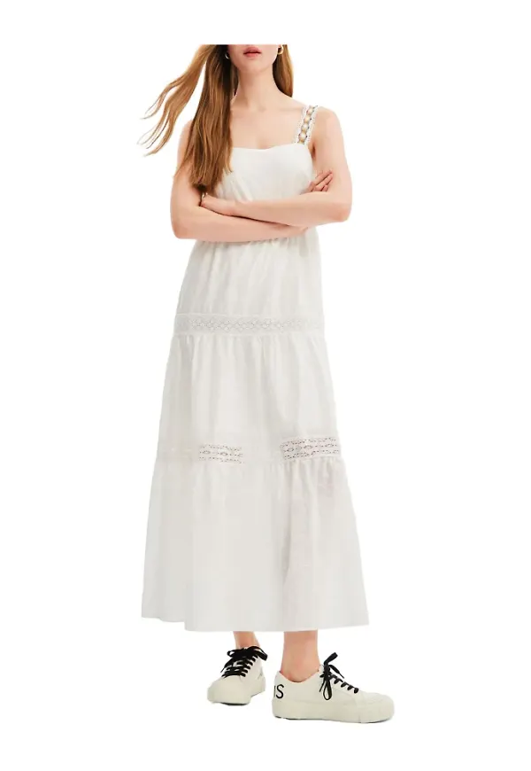 Desigual Maxi Dresses Vit, Dam