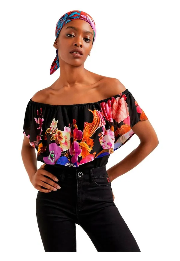 Desigual Tank-Top floral Svart, Dam