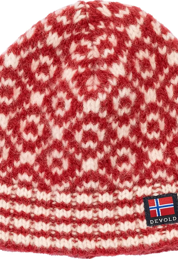 Devold Svalbard Wool Beanie Hindberry/offwhite