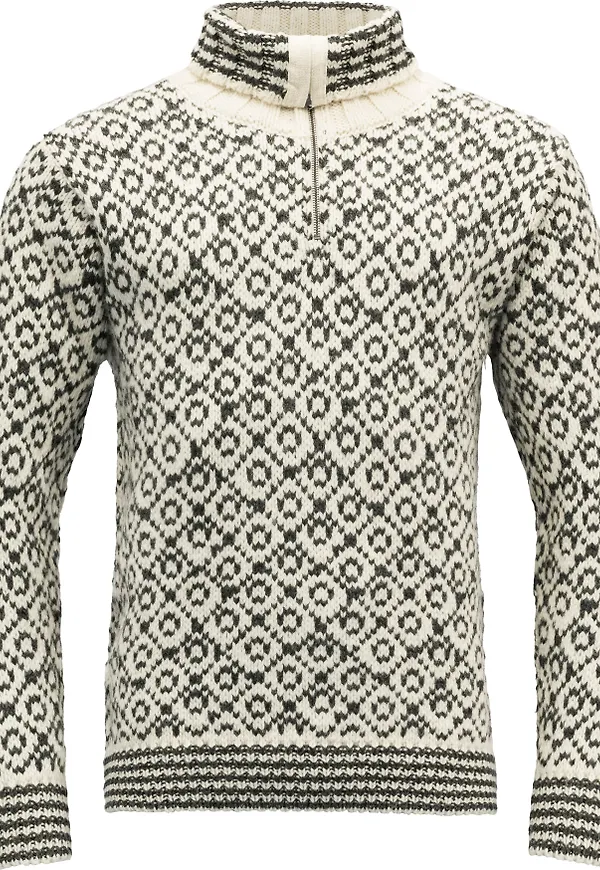 Devold Unisex Svalbard Wool Zip Neck Offwhite/Anthracite