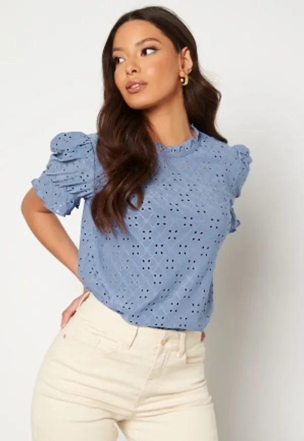 VILA Kawa S/S Flounce Top English Manor XS
