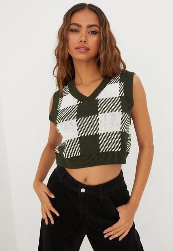 Noisy May Nmjulie S/L Crop Vest Stickade västar