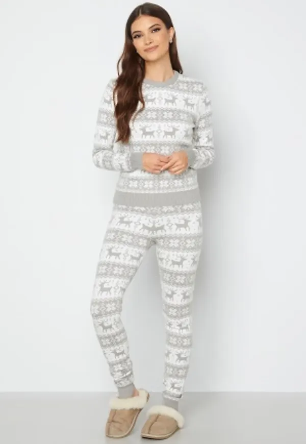 ONLY Xmas Pattern L/S Pants Light Grey Melange M